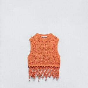 Zara beaded Crochet knit Top